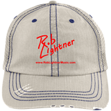 Rob Lightner Red Logo 6990 Distressed Unstructured Trucker Cap