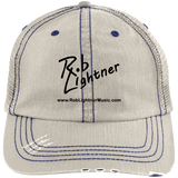 Rob Lightner Black Logo 6990 Distressed Unstructured Trucker Cap