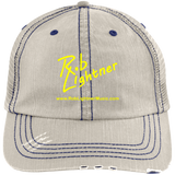 Rob Lightner Yellow Logo 6990 Distressed Unstructured Trucker Cap