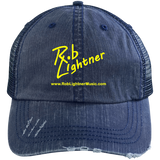 Rob Lightner Yellow Logo 6990 Distressed Unstructured Trucker Cap