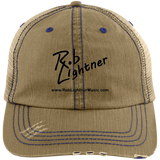 Rob Lightner Black Logo 6990 Distressed Unstructured Trucker Cap